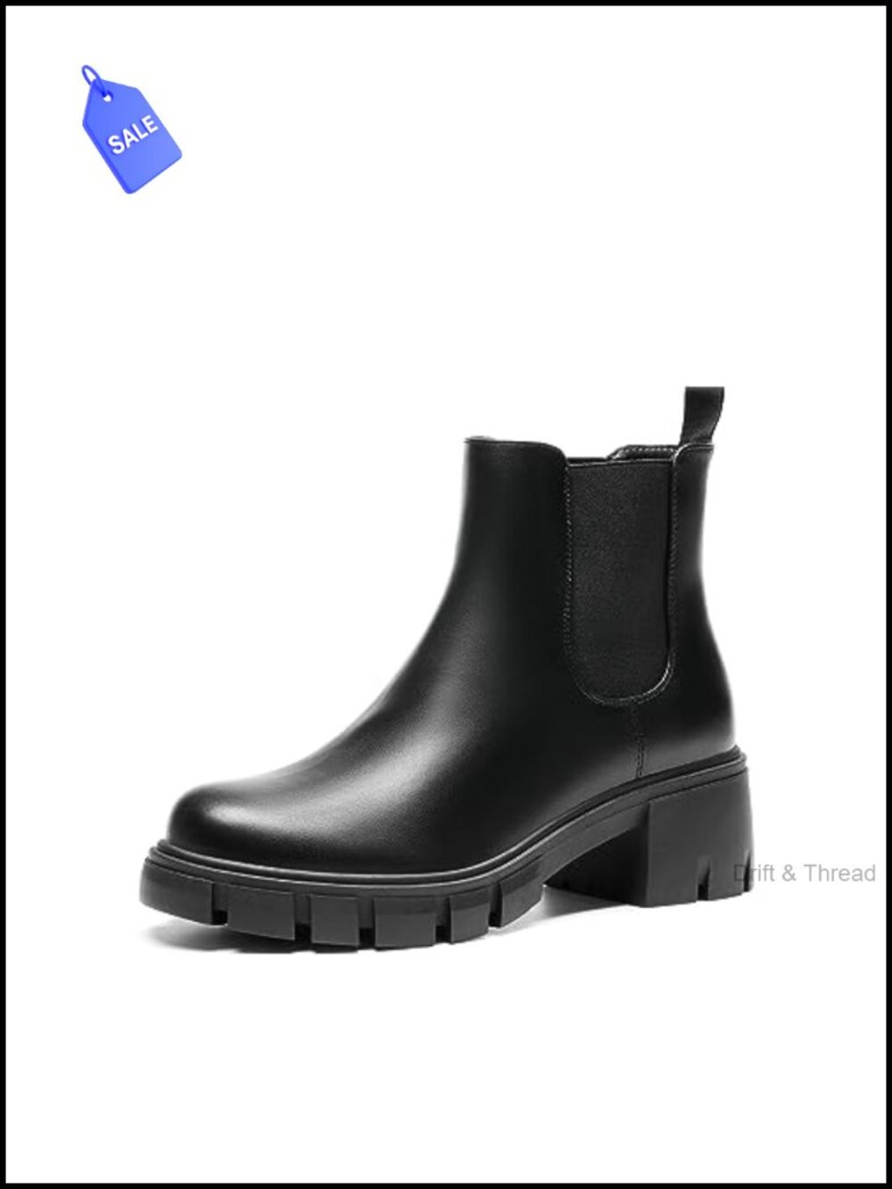 Women's Elastic Chelsea Ankle Boots Chunky Low Heel